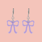 Mini Lilac Bow Huggie Hoop Earrings