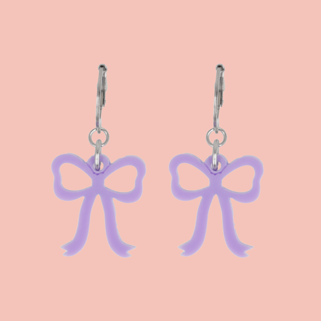 Mini Lilac Bow Huggie Hoop Earrings