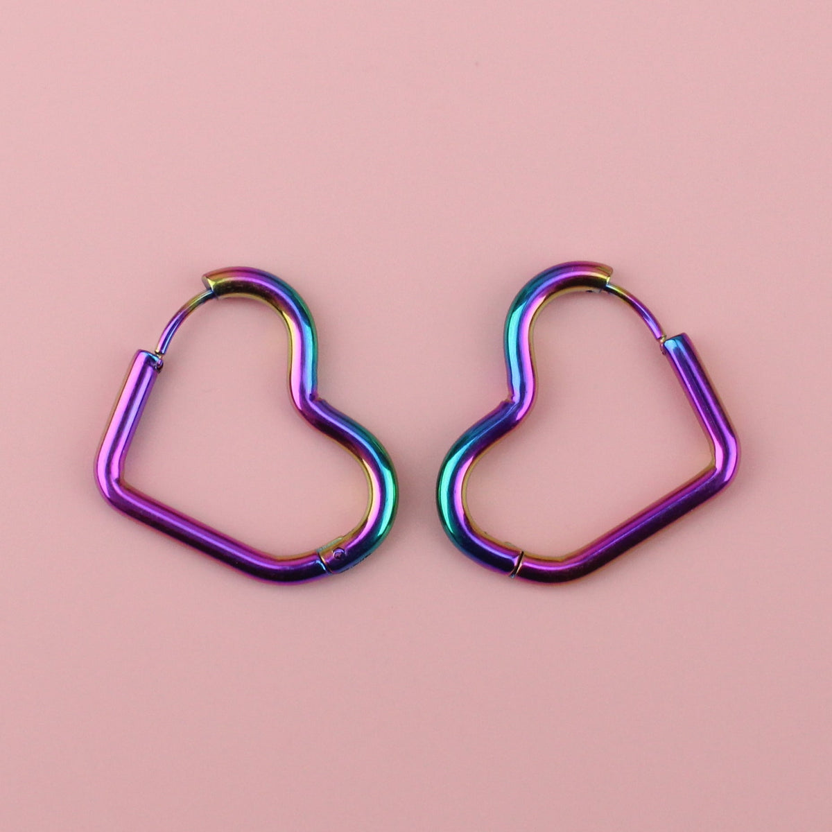 Mini Heart Hoop Earrings (Rainbow)