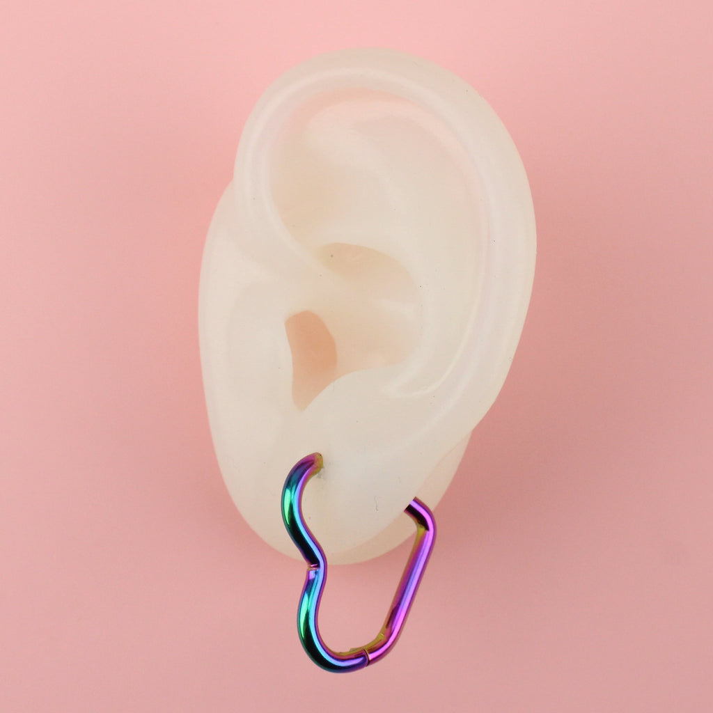 Mini Heart Hoop Earrings (Rainbow)