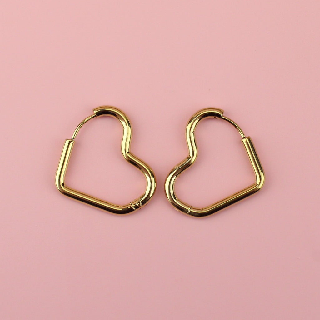 Mini Heart Hoop Earrings (Gold Plated)
