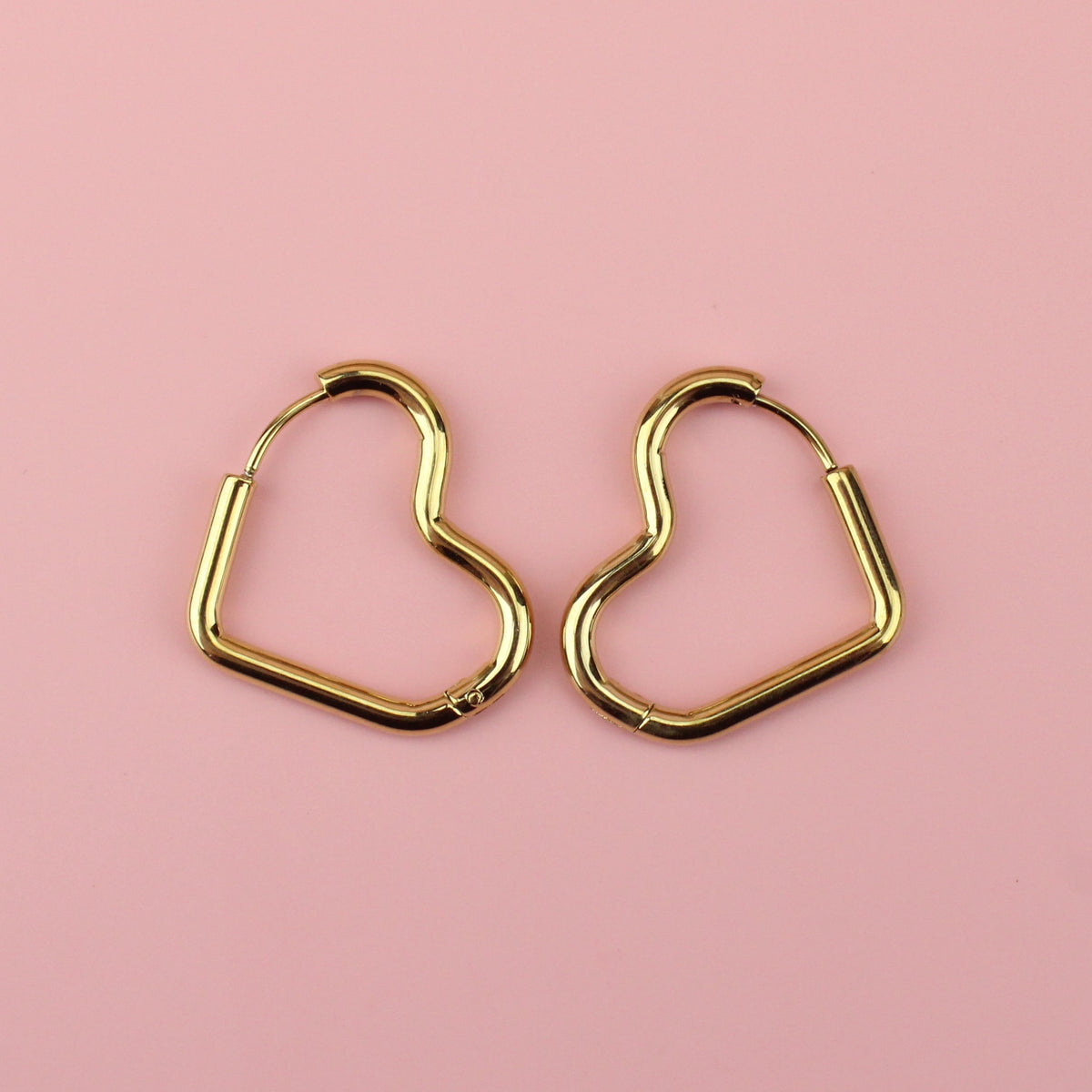 Mini Heart Hoop Earrings (Gold Plated)
