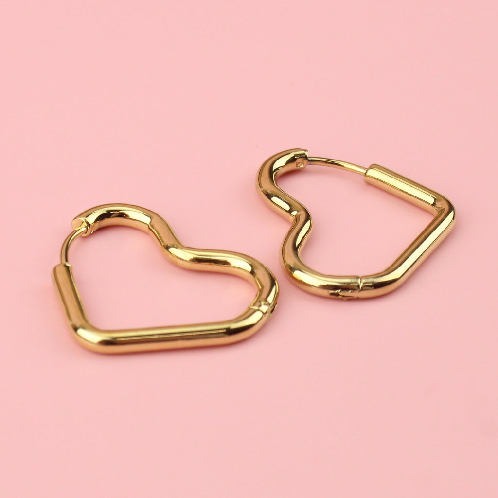 Mini Heart Hoop Earrings (Gold Plated)