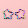 Mini Star Hoop Earrings (Rainbow)
