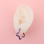 Mini Star Hoop Earrings (Rainbow)