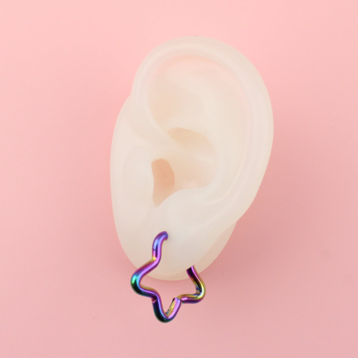 Mini Star Hoop Earrings (Rainbow)