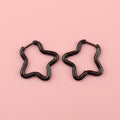 Mini Star Hoop Earrings (Black)