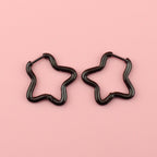 Mini Star Hoop Earrings (Black)
