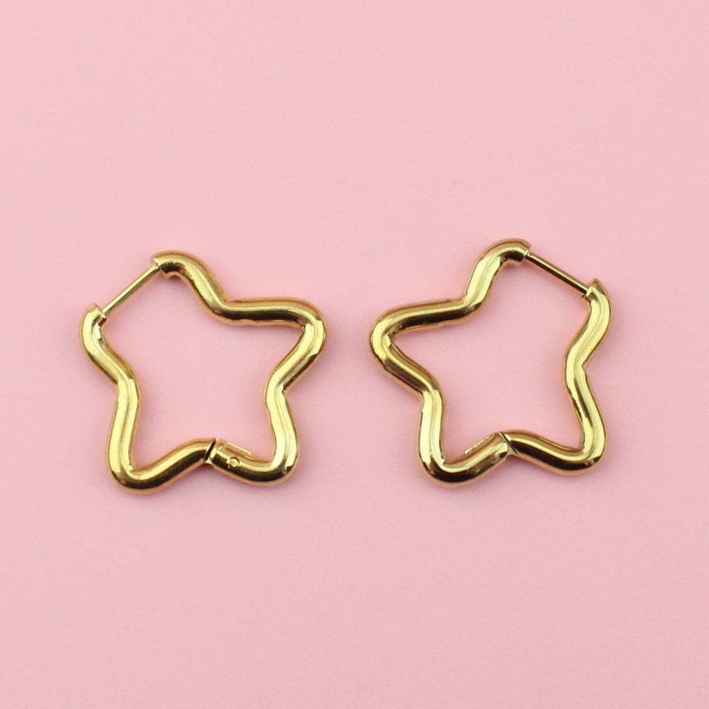 Mini Star Hoop Earrings (Gold Plated)