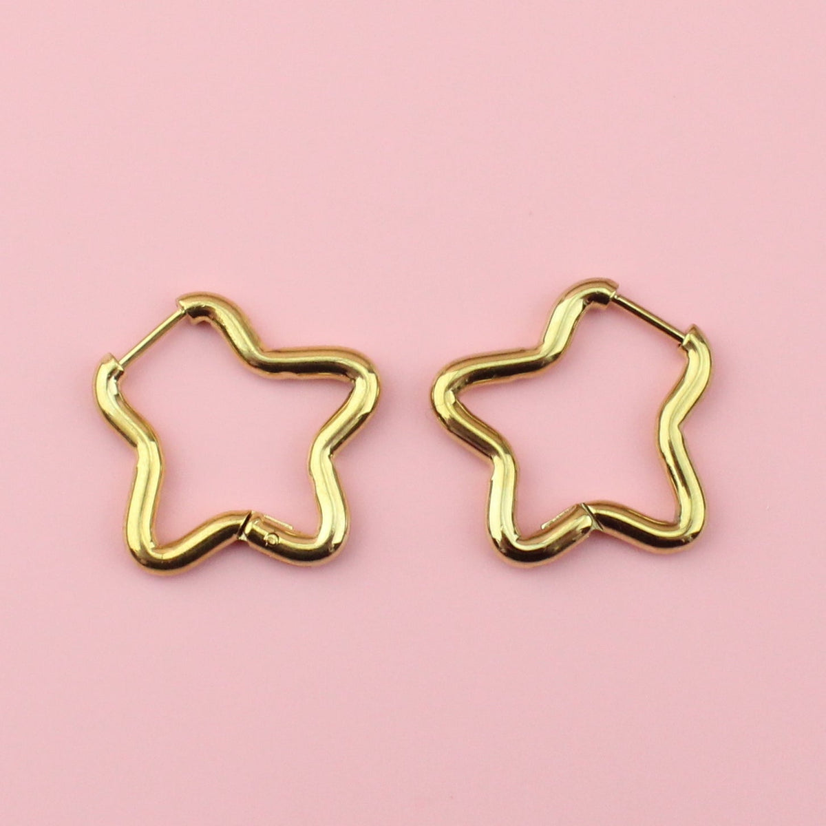 Mini Star Hoop Earrings (Gold Plated)