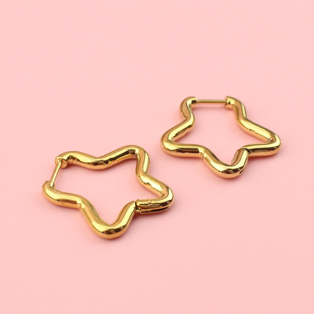 Mini Star Hoop Earrings (Gold Plated)