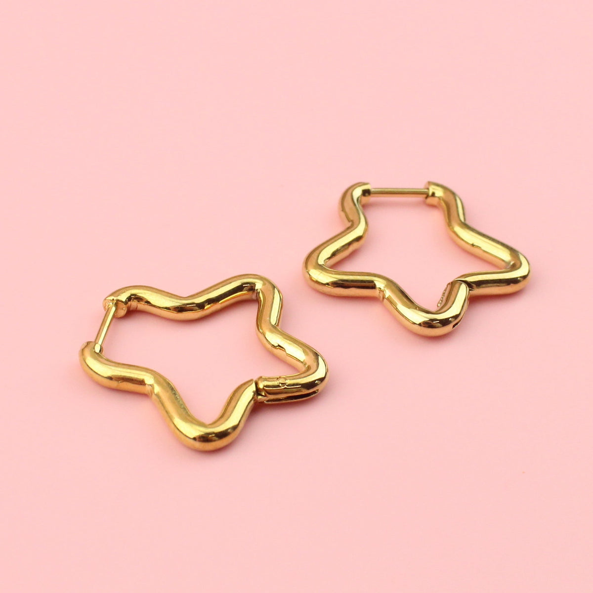Mini Star Hoop Earrings (Gold Plated)