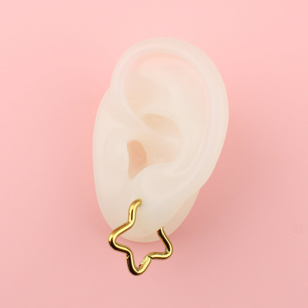 Mini Star Hoop Earrings (Gold Plated)
