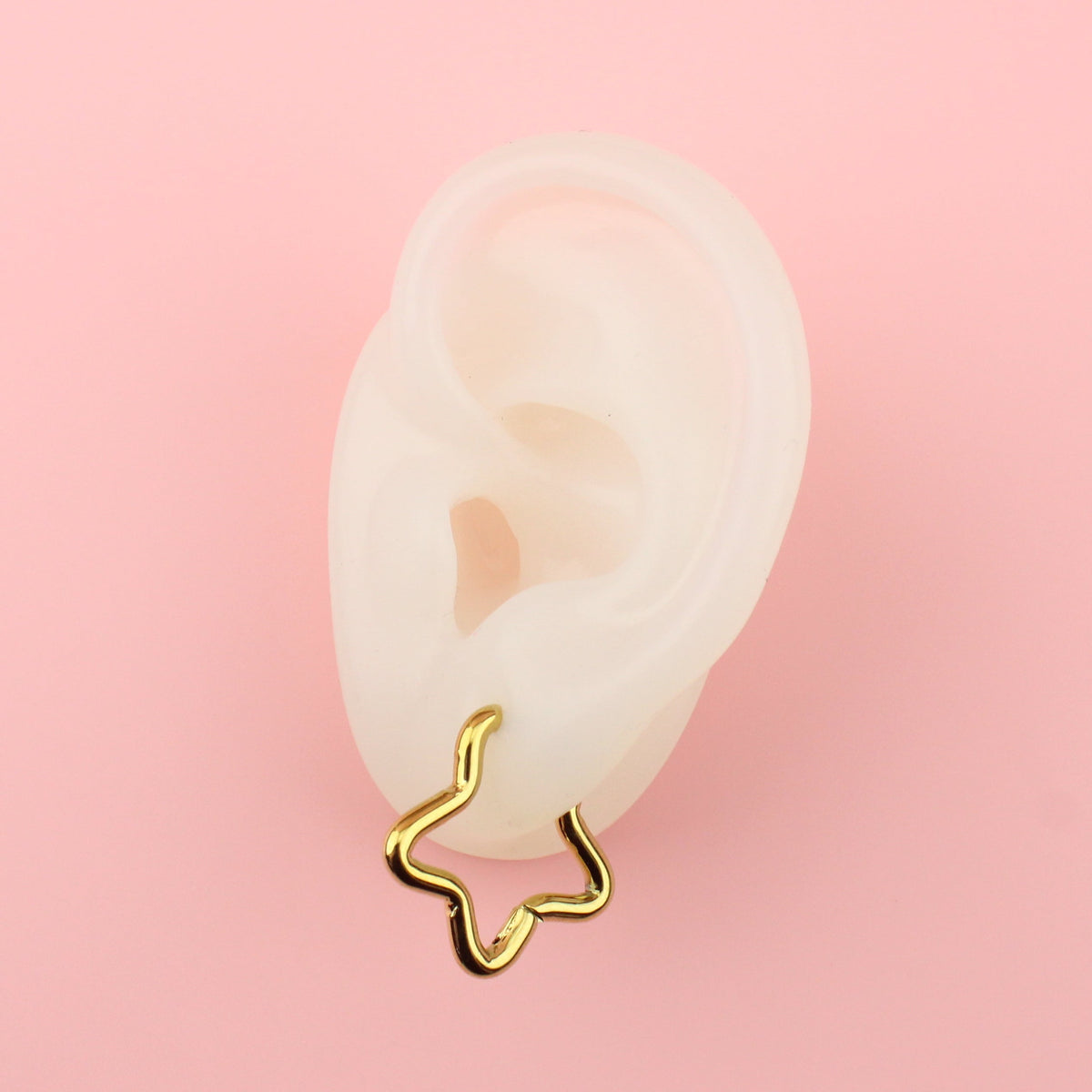 Mini Star Hoop Earrings (Gold Plated)