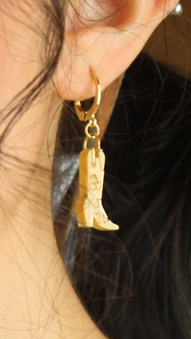 Mini Gold Cowboy Boot Huggie Hoop Earrings