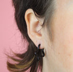 Mini Star Hoop Earrings (Black)