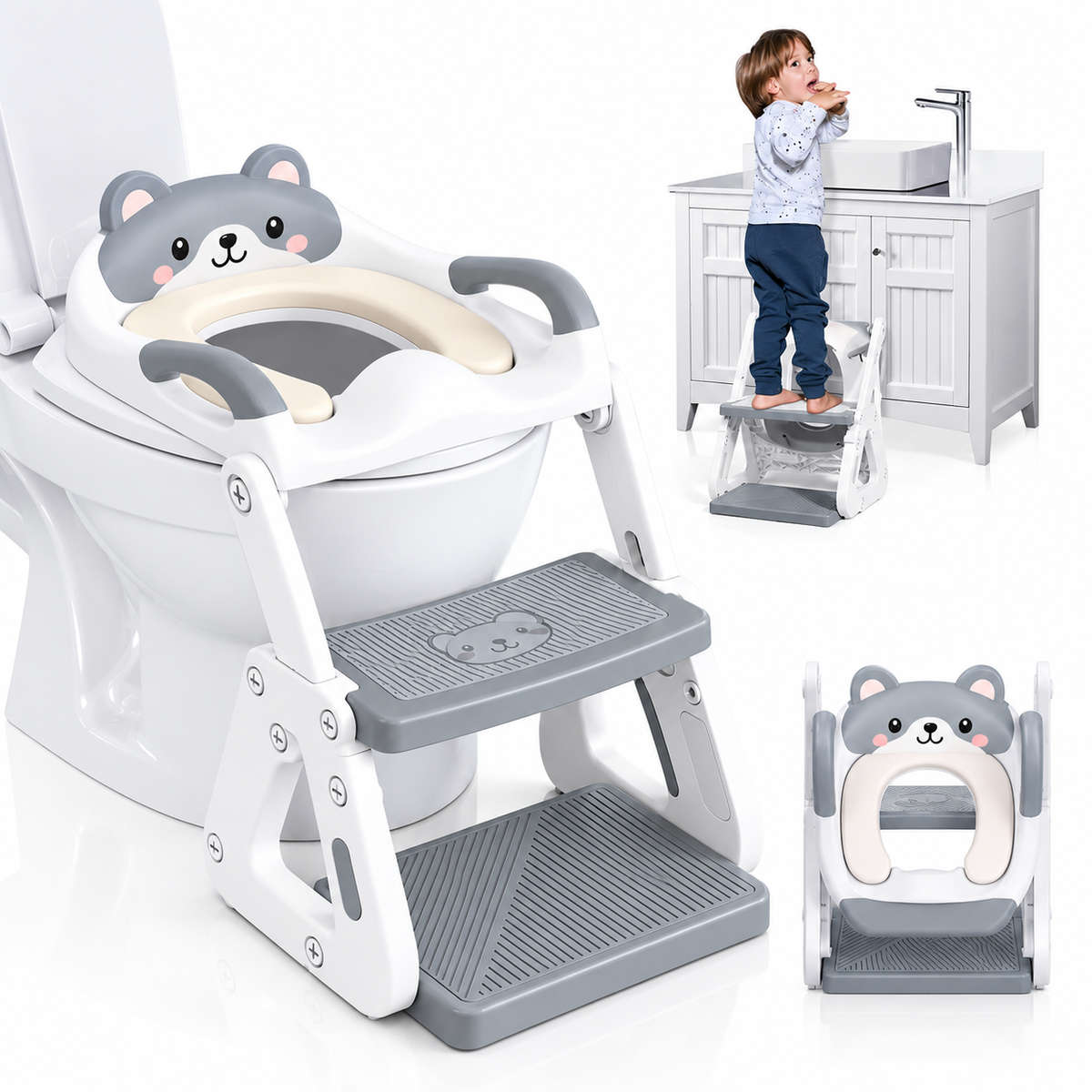 2 in 1 Kids Potty Training Seat with Adjustable Step Stool