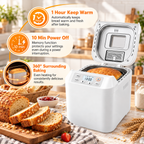 12-in-1 Automatic Bread Maker, 2LB Capacity with Fruit & Nut Dispenser