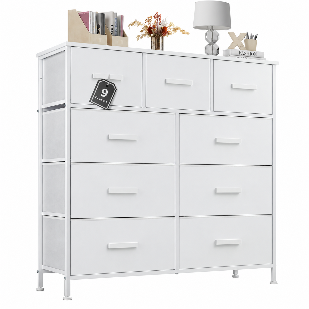 9 Drawer Dresser with Fabric Storage Bins