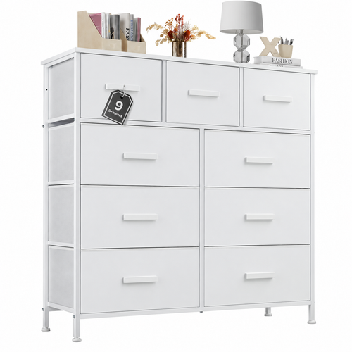 9 Drawer Dresser with Fabric Storage Bins