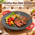 Large Round Electric Griddle with Adjustable Temperature