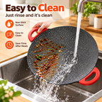 Large Round Electric Griddle with Adjustable Temperature