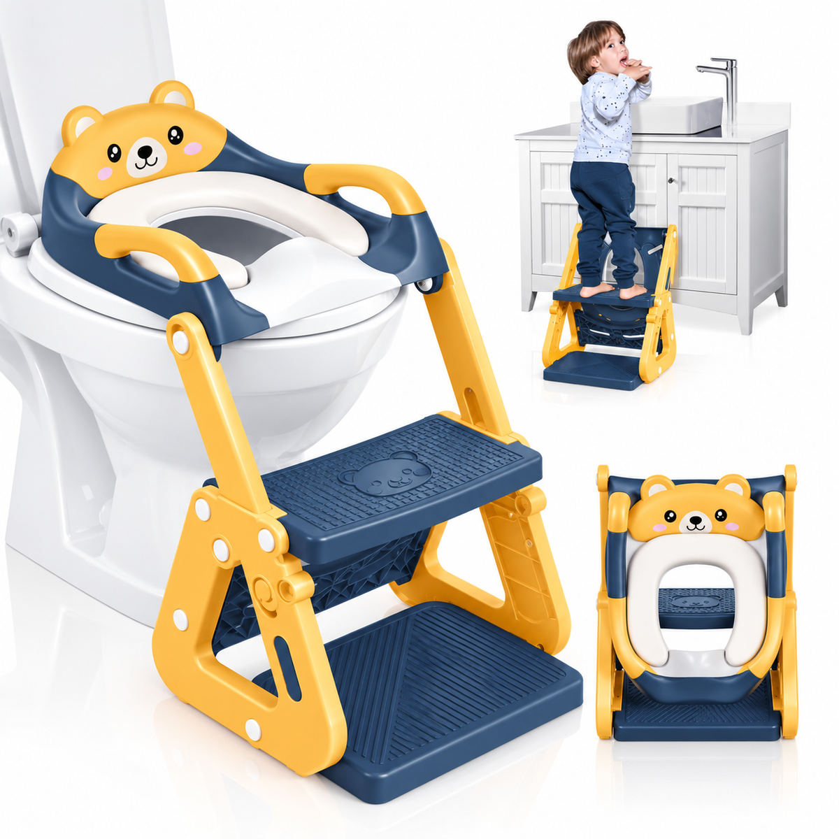 2 in 1 Kids Potty Training Seat with Adjustable Step Stool