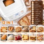 12-in-1 Automatic Bread Maker, 2LB Capacity with Fruit & Nut Dispenser