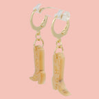 Mini Gold Cowboy Boot Huggie Hoop Earrings