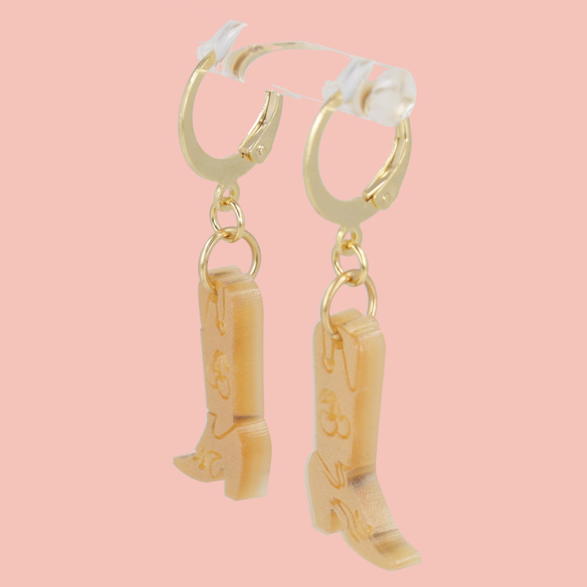 Mini Gold Cowboy Boot Huggie Hoop Earrings