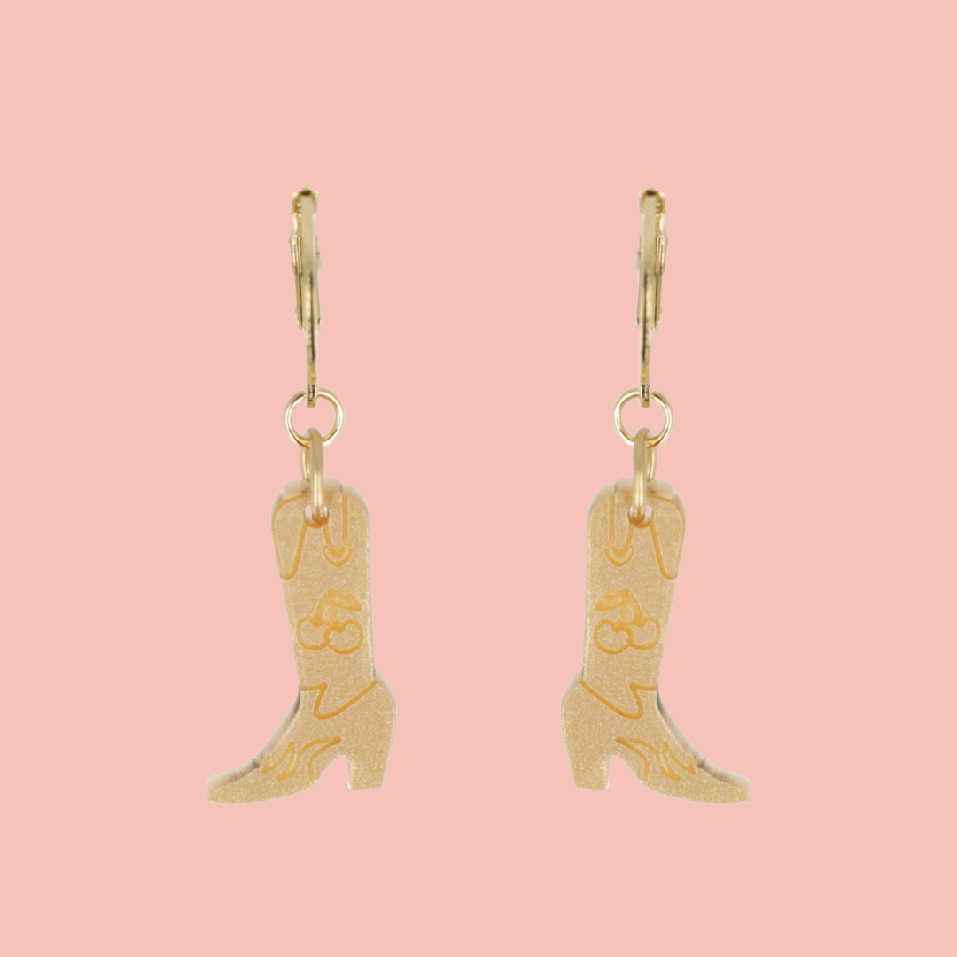 Mini Gold Cowboy Boot Huggie Hoop Earrings