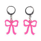 Mini Pink Bow Huggie Hoop Earrings