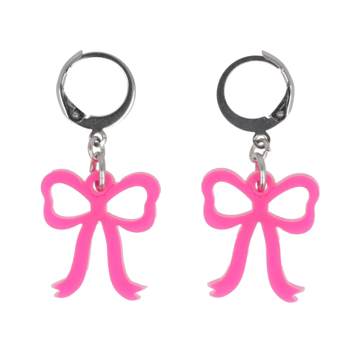 Mini Pink Bow Huggie Hoop Earrings