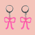 Mini Pink Bow Huggie Hoop Earrings