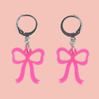 Mini Pink Bow Huggie Hoop Earrings