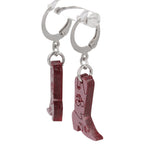 Mini Pink Cowboy Boot Huggie Hoop Earrings
