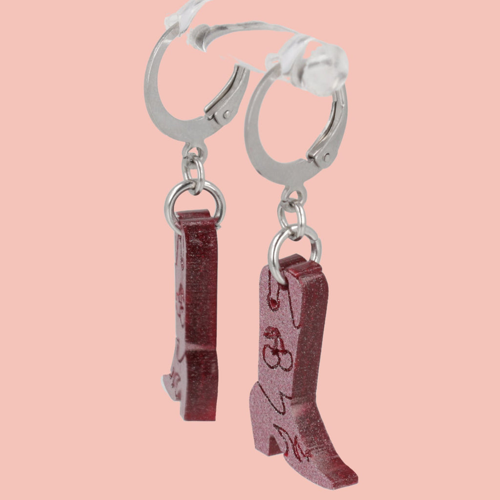 Mini Pink Cowboy Boot Huggie Hoop Earrings