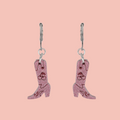 Mini Pink Cowboy Boot Huggie Hoop Earrings