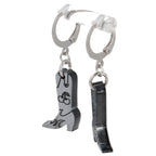 Mini Silver Cowboy Boot Huggie Hoop Earrings