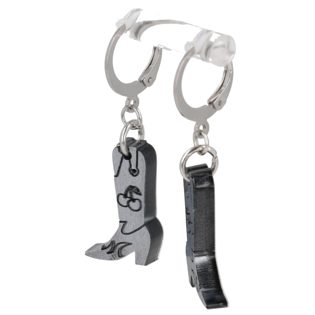 Mini Silver Cowboy Boot Huggie Hoop Earrings