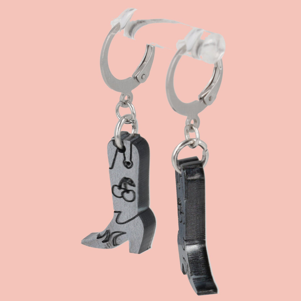 Mini Silver Cowboy Boot Huggie Hoop Earrings