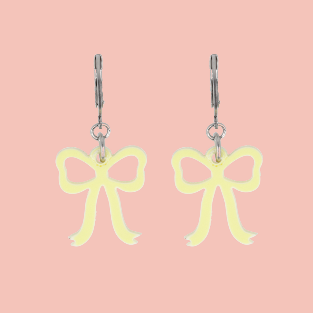 Mini Yellow Bow Huggie Hoop Earrings