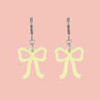 Mini Yellow Bow Huggie Hoop Earrings