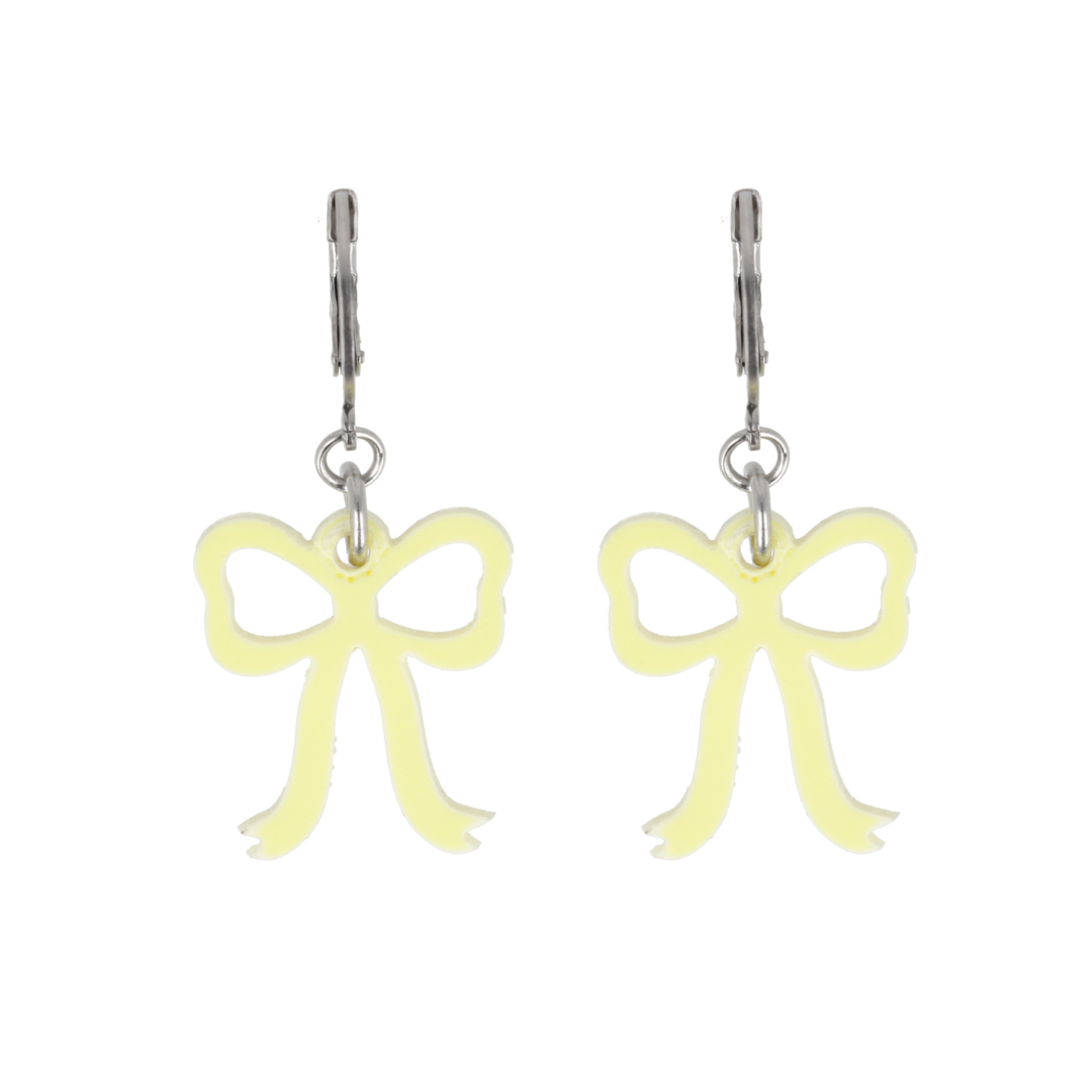 Mini Yellow Bow Huggie Hoop Earrings