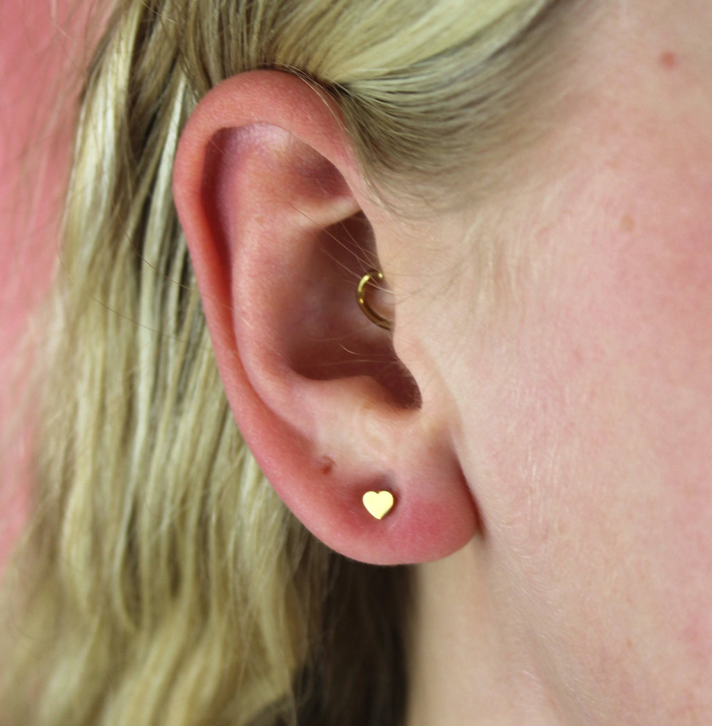 Mini Heart Stud Earrings (Gold Plated Stainless Steel)