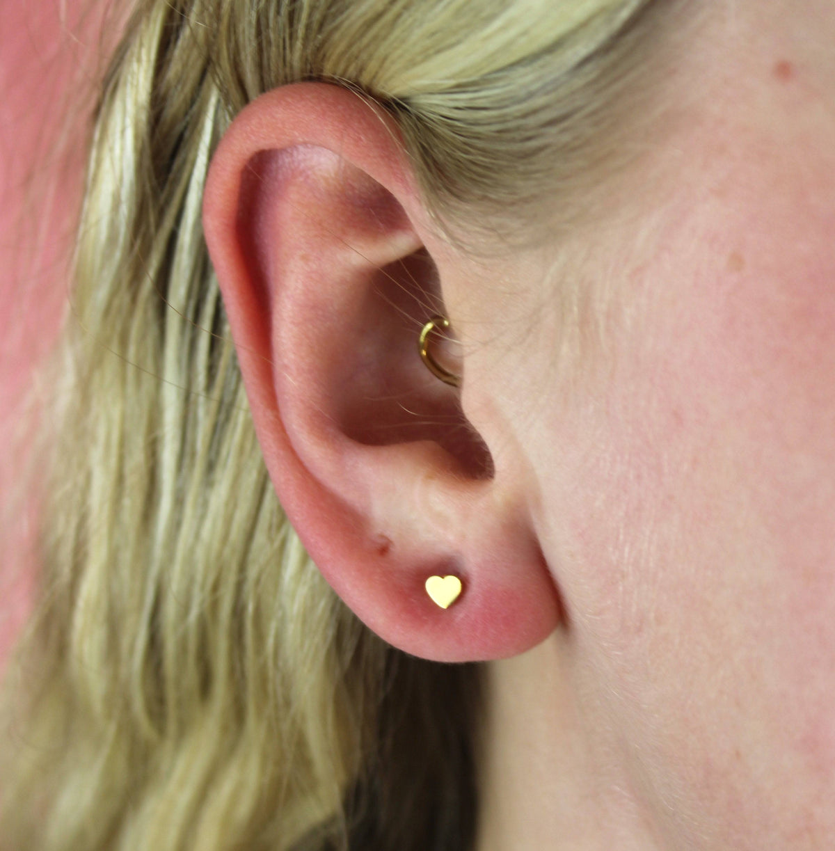 Mini Heart Stud Earrings (Gold Plated Stainless Steel)