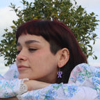 Mini Lilac Bow Huggie Hoop Earrings
