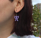 Mini Lilac Bow Huggie Hoop Earrings
