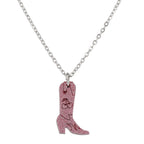 Mini Pink Cowboy Boot Necklace