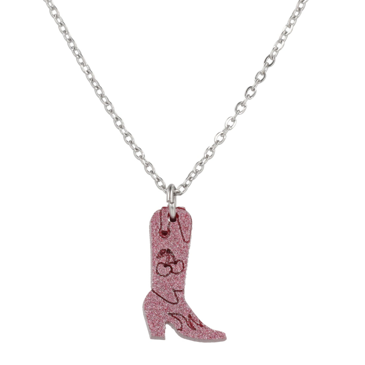 Mini Pink Cowboy Boot Necklace